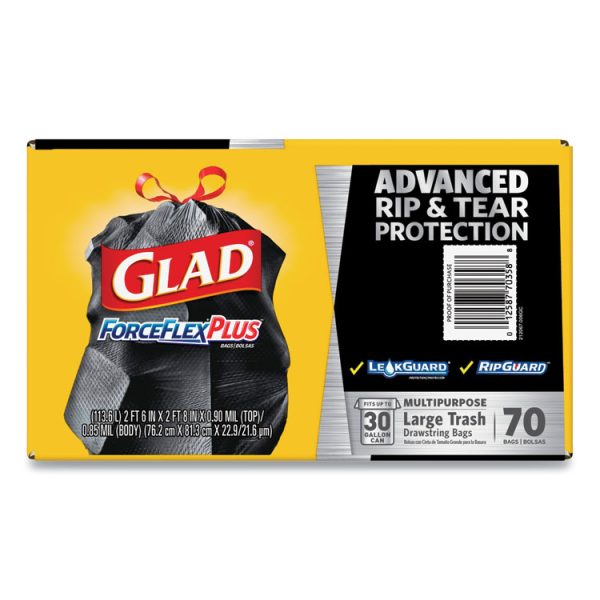 Forceflexplus Drawstring Large Trash Bags, 30 Gal, 1.05 Mil, 30" X 32", Black, 70/box - Image 8