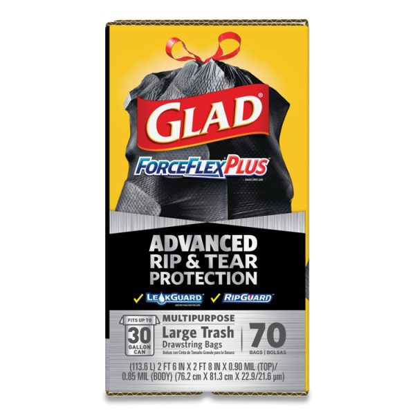 Forceflexplus Drawstring Large Trash Bags, 30 Gal, 1.05 Mil, 30" X 32", Black, 70/box - Image 6