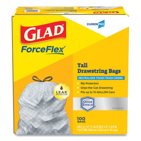 Forceflex Tall Kitchen Drawstring Trash Bags, 13 Gal, 0.72 Mil, 23.75" X 24.88", Gray, 100/box - Image 9