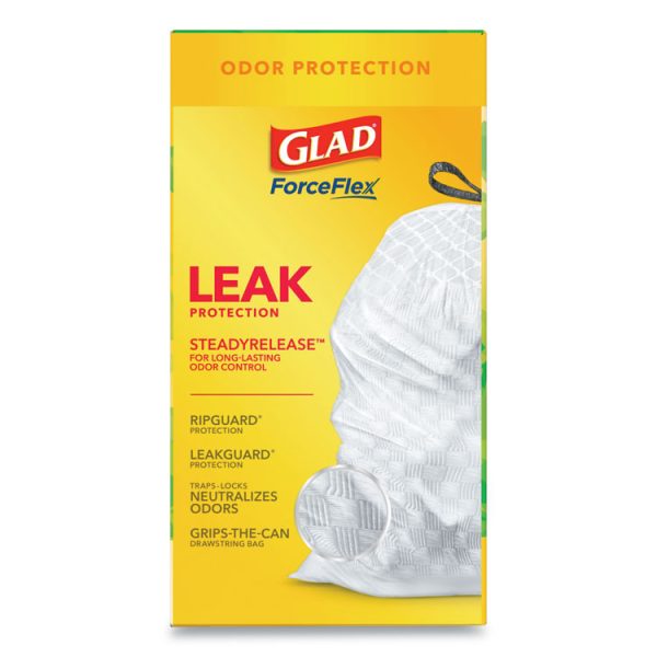 OdorShield Tall Kitchen Drawstring Bags, 13 gal, 0.95 mil, 24" x 27.38", White, 80 Bags/Box, 3 Boxes/Carton - Image 9