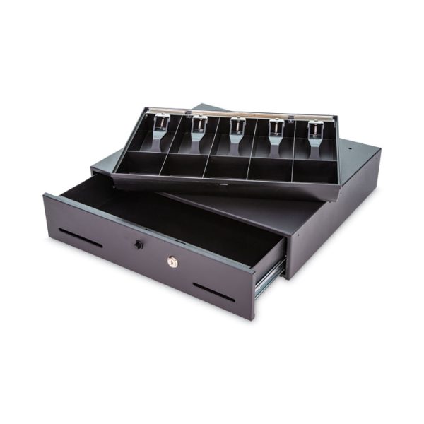 Metal Cash Drawer, Coin/Cash, 10 Compartments, 16 x 11.25 x 2.25, Black - Image 2