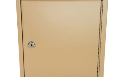 Key Lockable Key Cabinet, 60-Key, Metal, Sand, 10.63 x 3 x 12.13