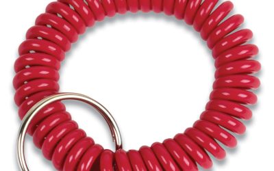 Wrist Key Coil Key Organizers, Red, 12/pack