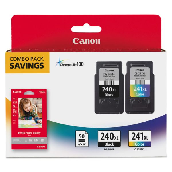 5206b005 (pg-240xl/cl-241xl) High-Yield Ink/paper Combo, Black/tri-Color
