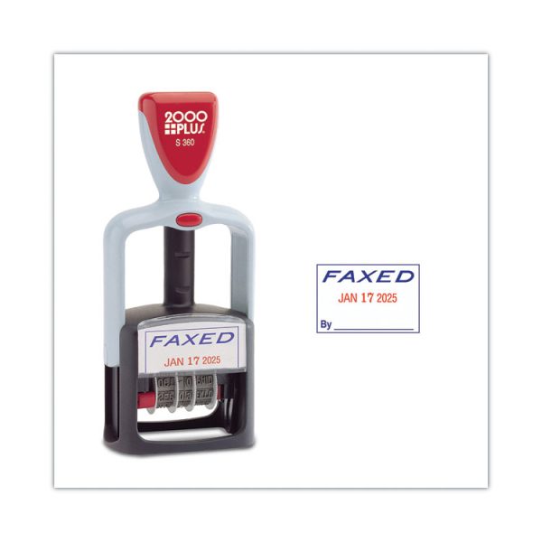 Model S 360 Two-Color Message Dater, 1.75 X 1, "faxed," Self-Inking, Blue/red - Image 2