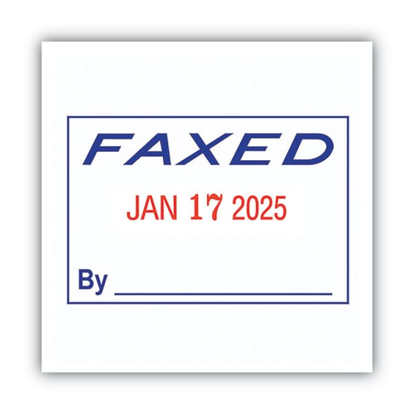 Model S 360 Two-Color Message Dater, 1.75 X 1, "faxed," Self-Inking, Blue/red - Image 3