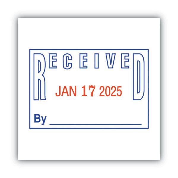 Model S 360 Two-Color Message Dater, 1.75 X 1, "received", Self-Inking, Blue/red - Image 2