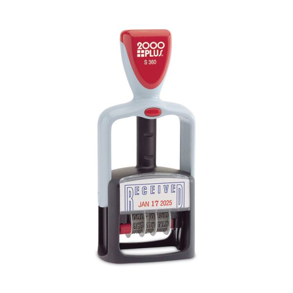 Model S 360 Two-Color Message Dater, 1.75 X 1, "received", Self-Inking, Blue/red