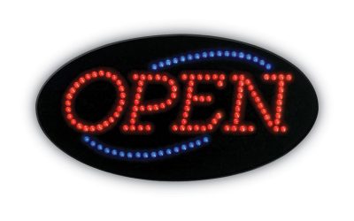 LED OPEN Sign, 10.5 x 20.13, Red and Blue Graphics