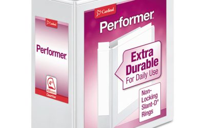 Performer Clearvue Slant-D Ring Binder, 3 Rings, 4″ Capacity, 11 X 8.5, White