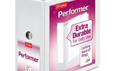 Performer Clearvue Slant-D Ring Binder, 3 Rings, 5″ Capacity, 11 X 8.5, White