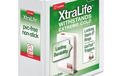 Xtralife Clearvue Non-Stick Locking Slant-D Ring Binder, 3 Rings, 4″ Capacity, 11 X 8.5, White