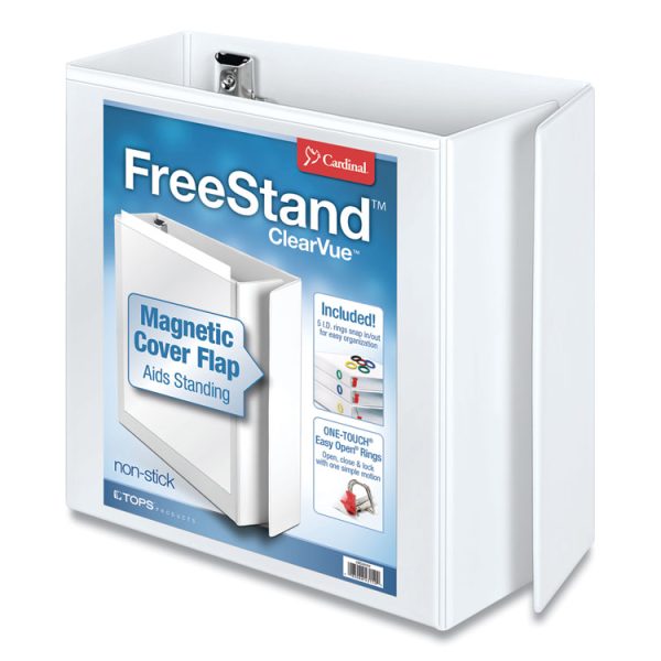 Freestand Easy Open Locking Slant-D Ring Binder, 3 Rings, 5" Capacity, 11 X 8.5, White