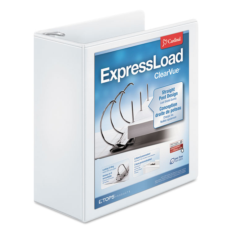 Expressload Clearvue Locking D-Ring Binder, 3 Rings, 4" Capacity, 11 X 8.5, White