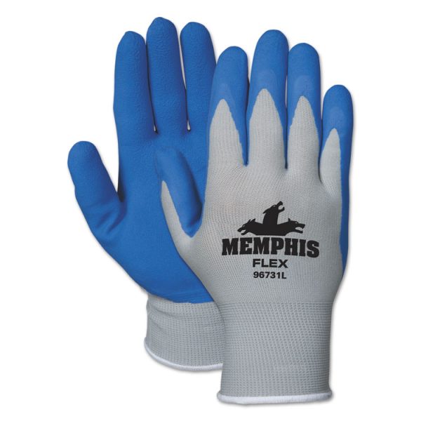 Memphis Flex Seamless Nylon Knit Gloves, X-Large, Blue/gray, Dozen