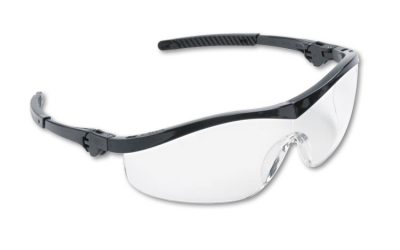 Storm Wraparound Safety Glasses, Black Nylon Frame, Clear Lens, 12/box