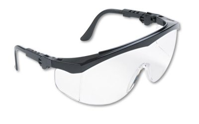 Tomahawk Wraparound Safety Glasses, Black Nylon Frame, Clear Lens, 12/box