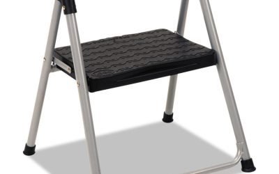 Folding Step Stool, 1-Step, 200 Lb Capacity, 9.9″ Working Height, Platinum/black