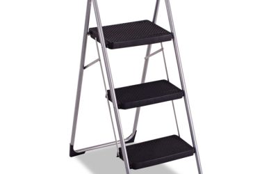 3-Step Big Step Folding Stool, 200 lb Capacity, 17.75 x 28 x 45.63, Light Gray