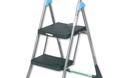 Commercial 2-Step Folding Stool, 300 lb Capacity, 20.5 x 24.75 x 39.5, Gray