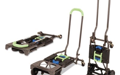 2-in-1 Multi-Position Hand Truck and Cart, 300 lbs, 16.63 x 12.75 x 49.25, Black/Blue/Green