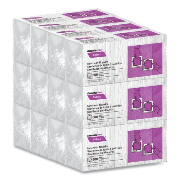 Select Luncheon Napkins, 1 Ply, 12 x 12, White, 500/Pack, 6,000/Carton - Image 4