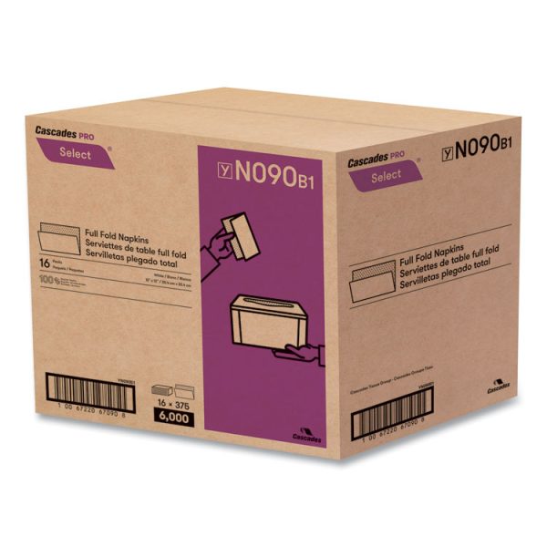 Select Full Fold II Napkins, 1-Ply, 12 x 12, White, 375/Pack, 24/Carton - Image 2