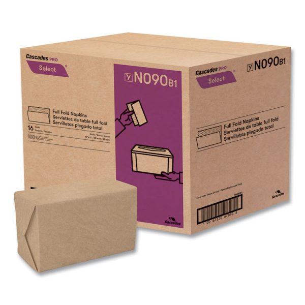 Select Full Fold II Napkins, 1-Ply, 12 x 12, White, 375/Pack, 24/Carton - Image 3