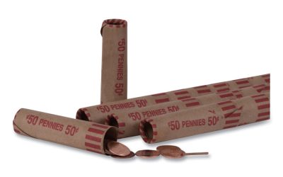 Preformed Tubular Coin Wrappers, Pennies, $.50, 1000 Wrappers/box