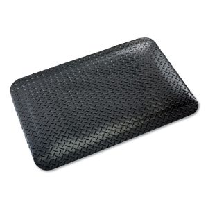 Industrial Deck Plate Anti-Fatigue Mat, Vinyl, 24 X 36, Black