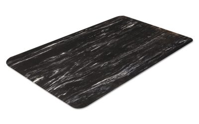 Cushion-Step Marbleized Rubber Mat, 24 x 36, Black