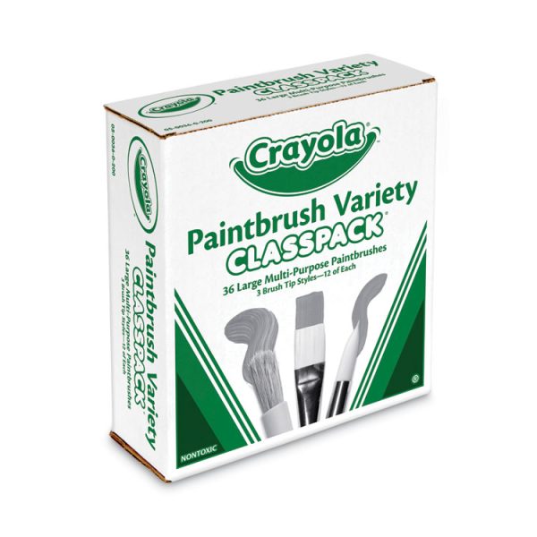Large Variety Paint Brush Classpack, Natural; Nylon Bristles, Flat; Round Profiles, 36/set - Image 4