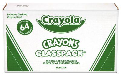 Classpack Regular Crayons, Assorted, 13 Caddies, 832/box