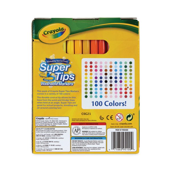 Super Tips Washable Markers, Fine/broad Bullet Tips, Assorted Colors, 100/set - Image 2