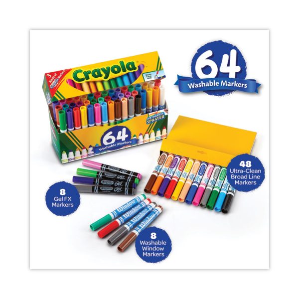 Broad Line Washable Markers, Broad Bullet Tip, Assorted Colors, 64/set - Image 3