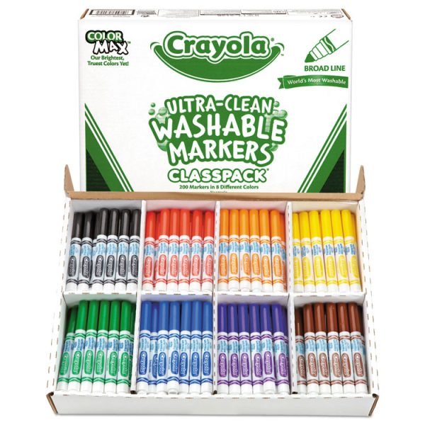 Ultra-Clean Washable Marker Classpack, Broad Bullet Tip, 8 Assorted Colors, 200/Box - Image 4