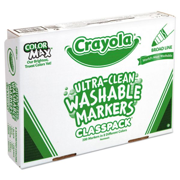 Ultra-Clean Washable Marker Classpack, Broad Bullet Tip, 8 Assorted Colors, 200/Box - Image 5