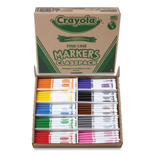 Fine Line 200-Count Classpack Non-Washable Marker, Fine Bullet Tip, Assorted Colors, 200/box - Image 2