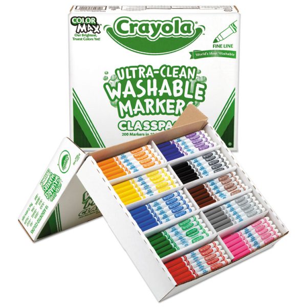 Ultra-Clean Washable Marker Classpack, Fine Bullet Tip, 10 Assorted Colors, 200/Pack - Image 4