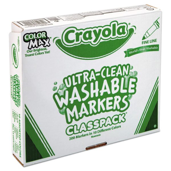 Ultra-Clean Washable Marker Classpack, Fine Bullet Tip, 10 Assorted Colors, 200/Pack - Image 5
