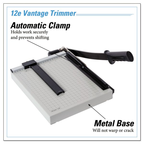 Vantage Guillotine Paper Trimmer/cutter, 15 Sheets, 12" Cut Length, Metal Base, 10 X 12.75 - Image 4