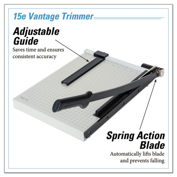 Vantage Guillotine Paper Trimmer/cutter, 15 Sheets, 15" Cut Length, Metal Base, 12.25 X 15.75 - Image 2