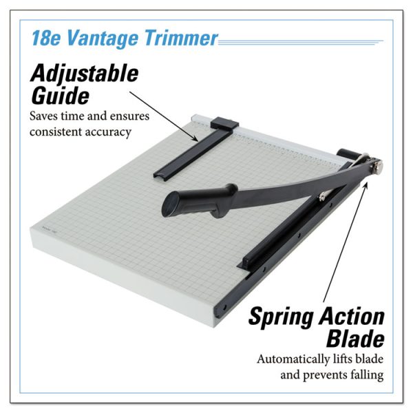 Vantage Guillotine Paper Trimmer/cutter, 15 Sheets, 18" Cut Length, Metal Base, 15.5 X 18.75 - Image 2