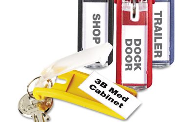 Key Tags for Locking Key Cabinets, Plastic, 1.13 x 2.75, Assorted, 24/Pack