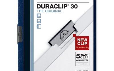 Duraclip Report Cover, Clip Fastener, 8.5 X 11, Clear/navy, 25/box