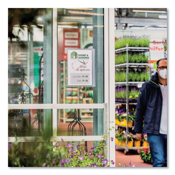 Self-Adhesive Water-Resistant Sign Holder, 8.5 x 11, Clear Frame, 5/Pack - Image 2