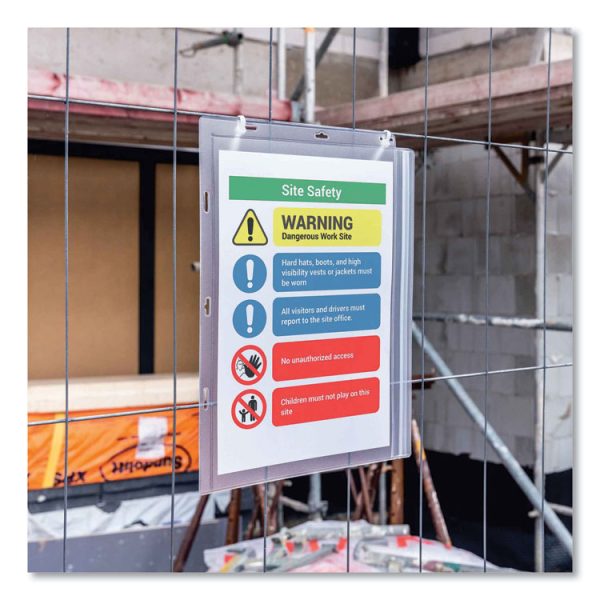 Water Resistant Sign Holder Pockets with Cable Ties, 8.5 x 11, Clear Frame, 5/Pack - Image 6