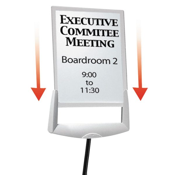 Sherpa Infobase Sign Stand, Acrylic/Metal, 40" to 60" High, Gray - Image 2