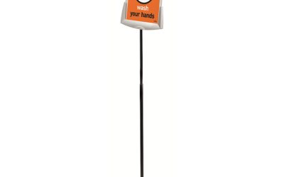 Sherpa Infobase Sign Stand, Acrylic/Metal, 40″ to 60″ High, Gray