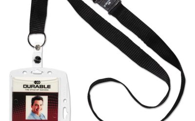 Id/security Card Holder Set, Vertical/horizontal, Lanyard, Clear, 10/pack